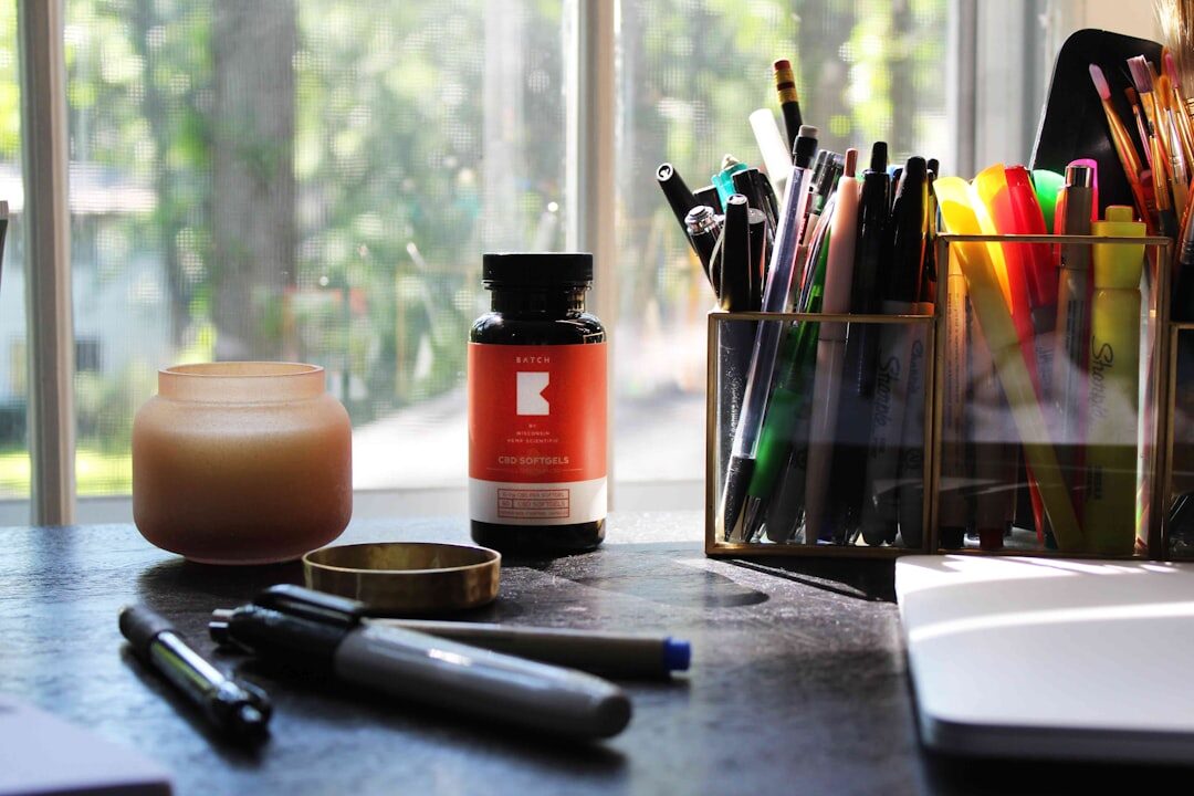sustainable office supplies on desk